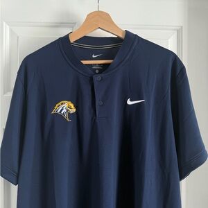 Chargers Nike Navy Short-Sleeve Henley with Embroidered Tiger Logo